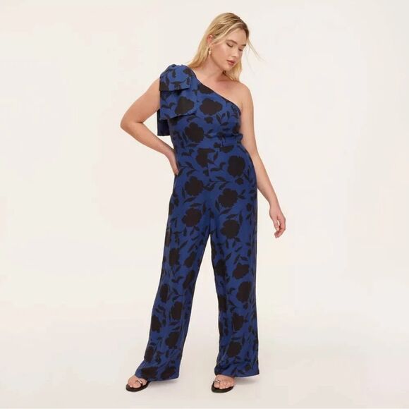 KATE SPADE X TARGET Classic Rose Linen Blend One Shoulder Jumpsuit Size 10 *NEW* - Picture 1 of 11